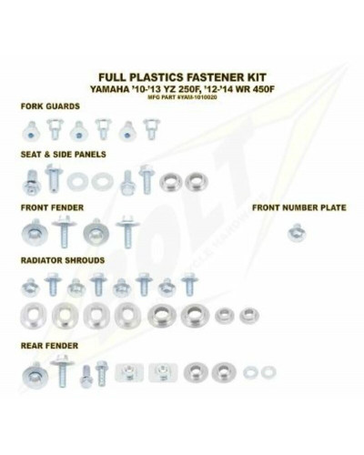Visserie Moto Standard BOLT Kit vis complet de plastiques Bolt Yamaha YZ250F/WR450F