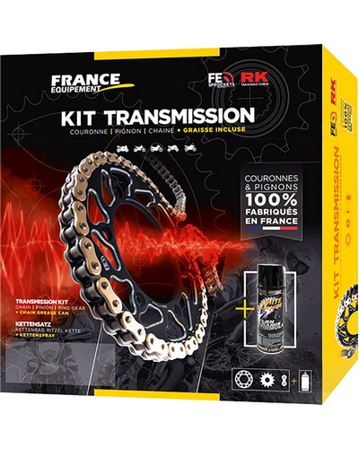 Kit Chaine Moto FRANCE EQUIPEMENT Cour.ALU ZX.6R 636 NINJA '19/20 15X43 RK520GXW *