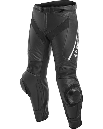 Pantalon Cuir Moto DAINESE cuir Delta 3  perforé noir-blanc