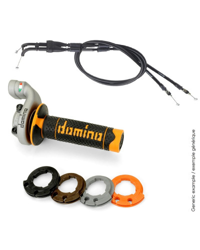 Poignées Moto DOMINO Kit poignées DOMINO KRK Evo avec câbles revêtements rouge/noir
