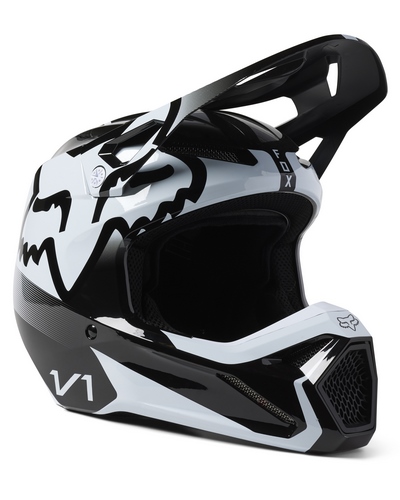 Casque Moto Cross FOX V1 Leed noir-blanc