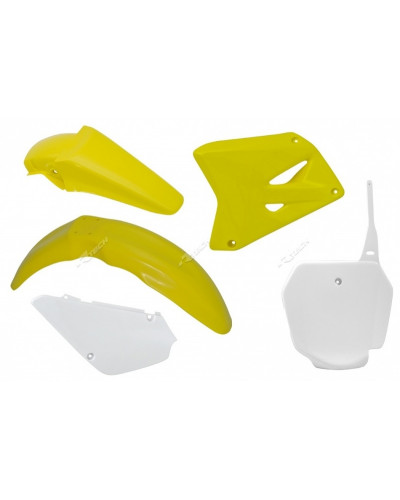 Kit Plastique Moto RACETECH Kit plastiques RACETECH couleur origine jaune/blanc Suzuki RM85