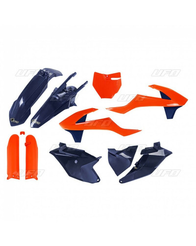 Kit Plastique Moto UFO Kit plastiques UFO Edition Limitée orange/bleu KTM SX85