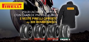 30€ remboursés ou 1 veste offerte avec Pirelli.