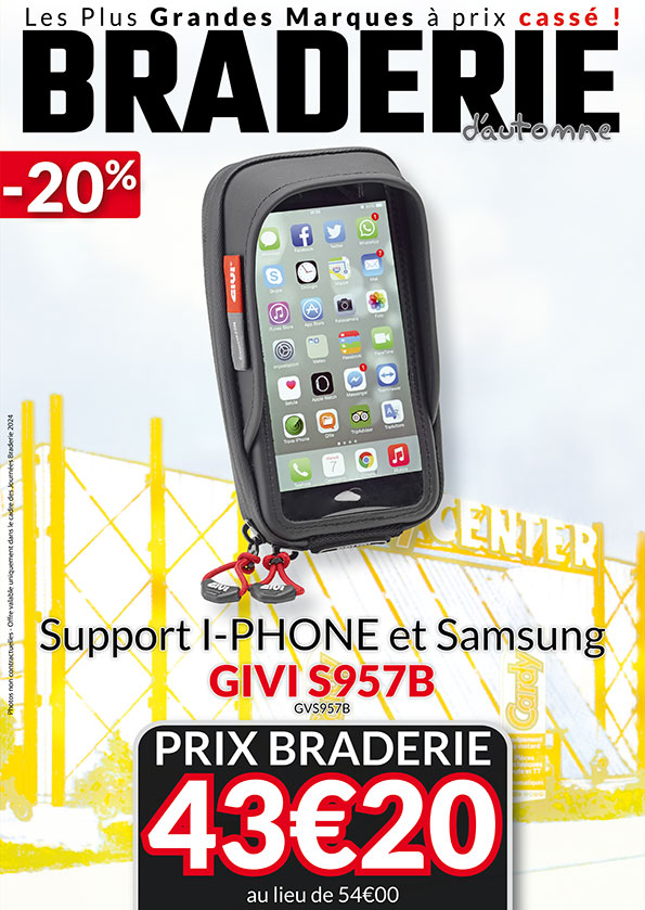 Support i-Phone et Samsung Givi à -20% 43,20€ au lieu de 54€