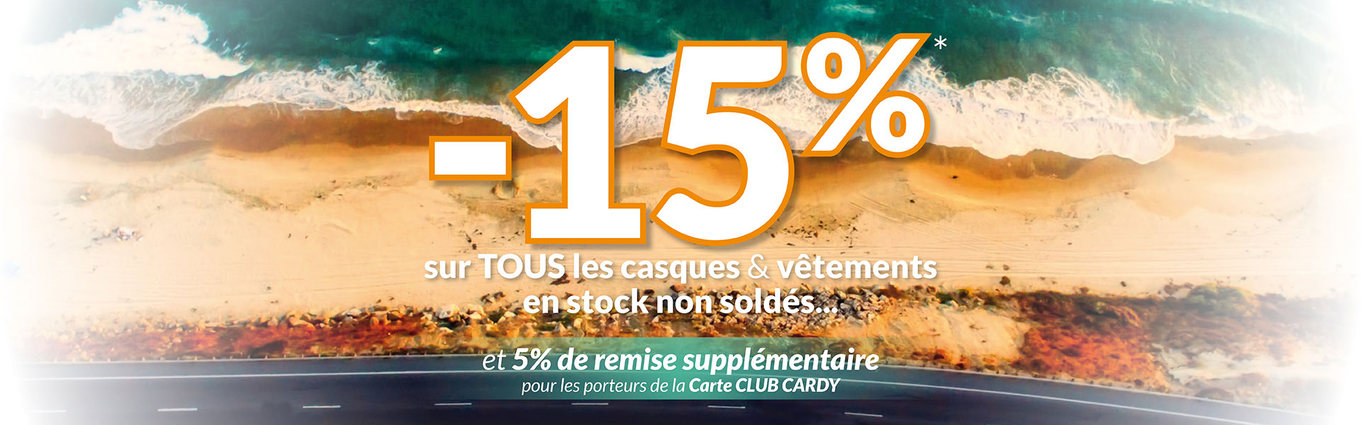 -15% sur les casques et vêtements non soldés