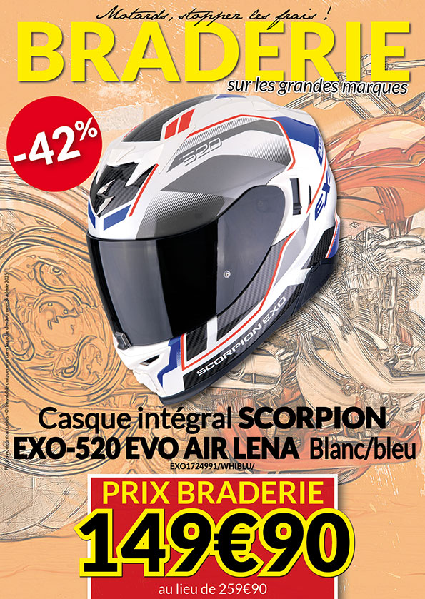 -42% Casque intégral Scorpion Exo-520 Evo Air Lena à 149€90 au lieu de 259€90