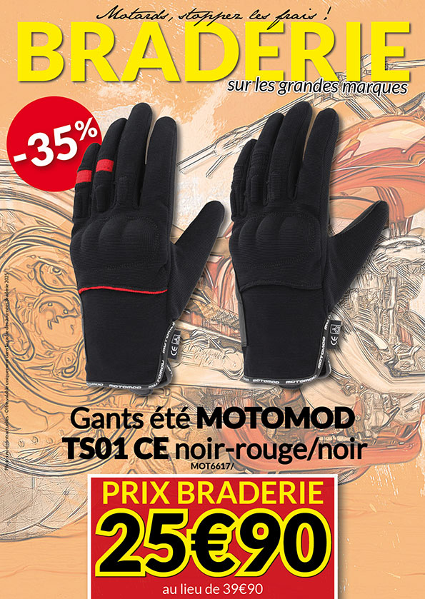 -35% Gants été Motomod TS01 CE à 25€90 au lieu de 39€90
