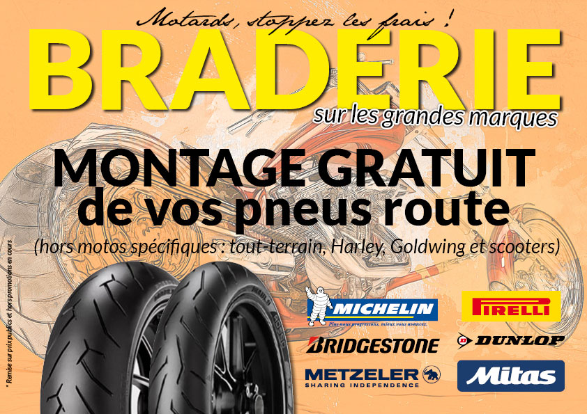Montage gratuit de vos pneus route