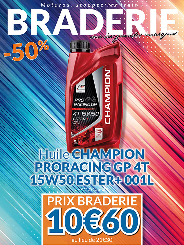 Huile Champion ProRacing GP 4T 15W50 Ester+ 1L à 10€60 au lieu de 21€30