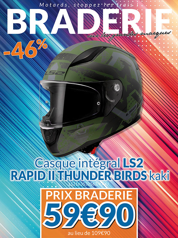 -46% Casque Intégral LS2 Rapid II Thunder Birds à 59€90 au lieu de 109€90