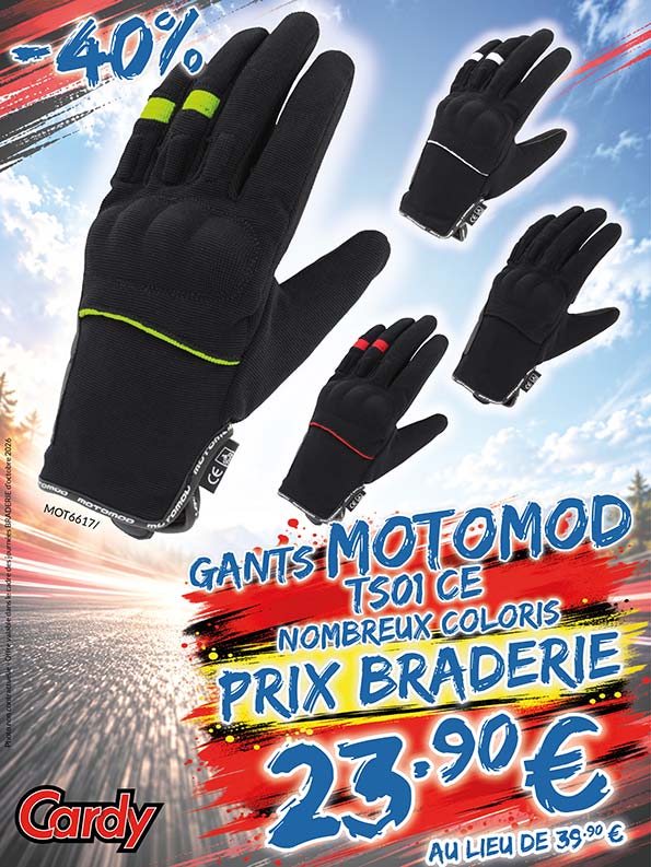 -40% Gants Motomod TS01 CE à 23€90 au lieu de 39€90