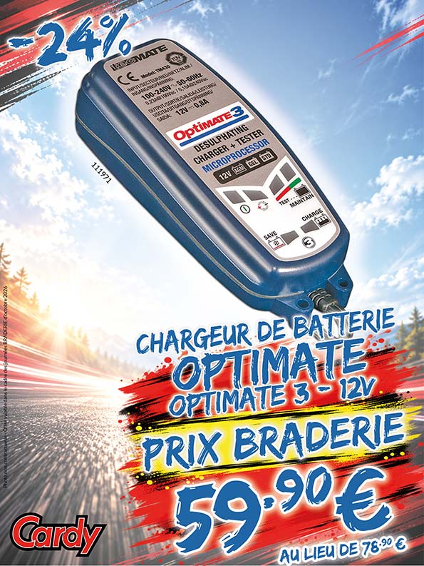 -24% Chargeur de batterie Optimate 3 - 12V à 59€90 au lieu de 78€90