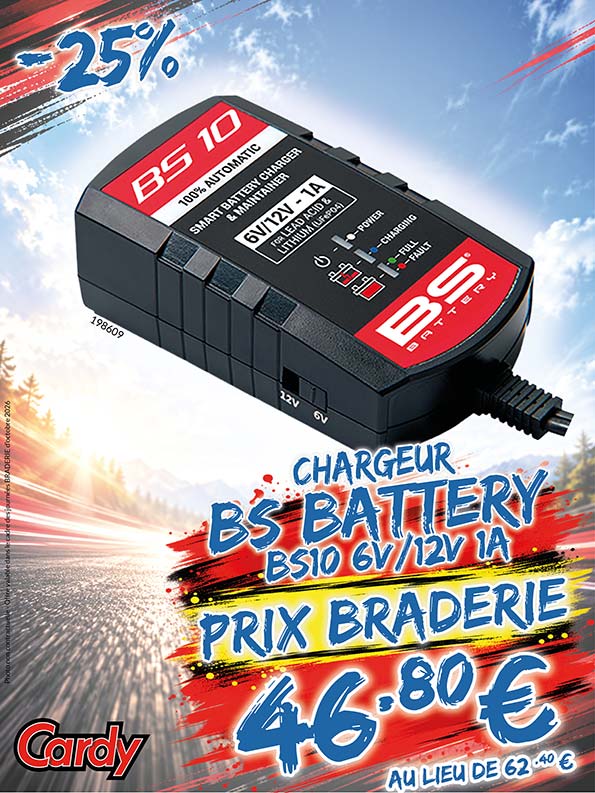 -25% Chargeur BS Battery BS10 6V/12V 1A - 46€80 au lieu de 62€40