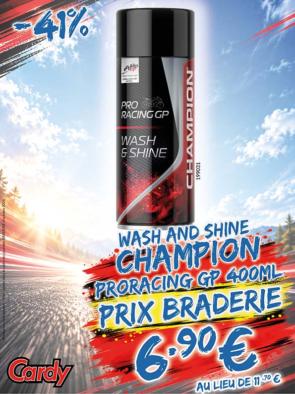 -41% Wash and Shine Champion Proracing GP 400ml à 6€90 au lieu de 11€70