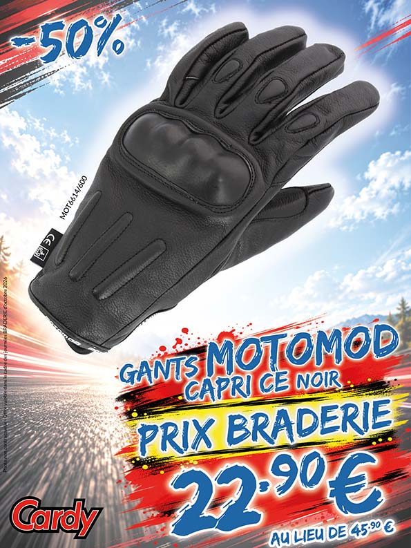 -50% Gants Motomod Capri CE à 22€90 au lieu de 45€90
