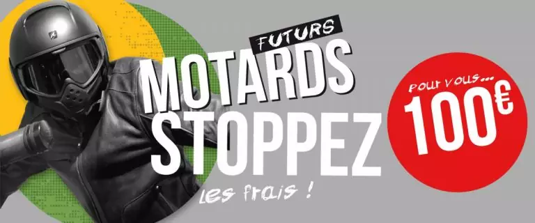 Jeunes permis moto : 100€ de réduction immédiate sur votre équipement !