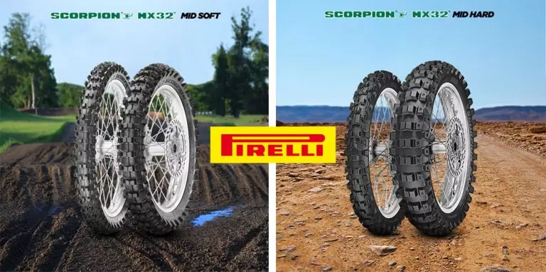 Zoom sur les PIRELLI SCORPION MX 32 MID SOFT et MID HARD