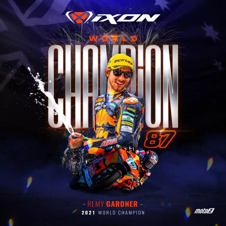 Le pilote IXON Remy Gardner sacré Champion du Monde Moto2 2021