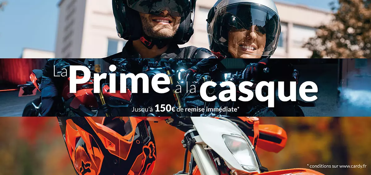 Prime à la Casque Cardy 2022 : jusqu'à 150€ de réduction immédiate sur votre casque moto