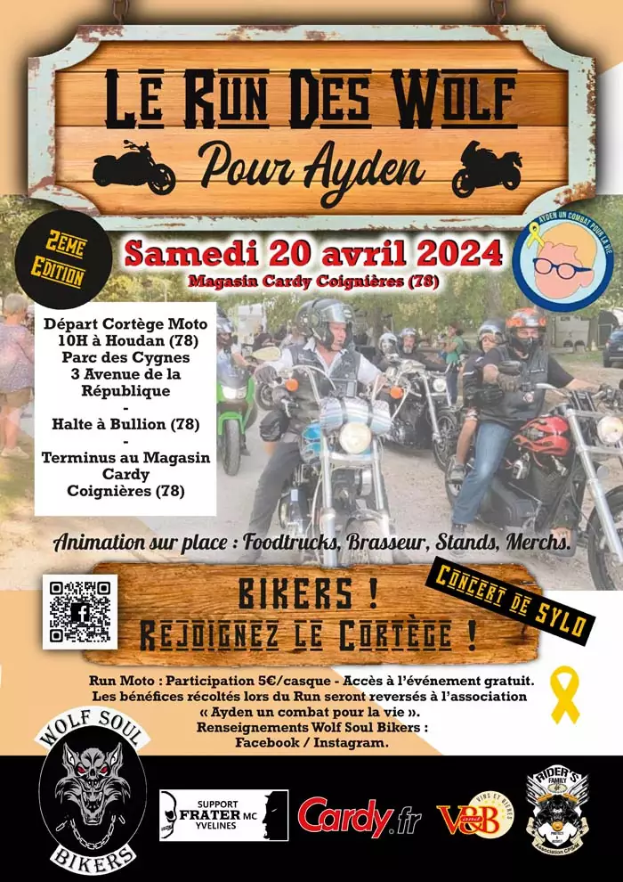 Run des Wolf Soul Bikers le 20 avril au profit de l'association Ayden un combat pour la vie