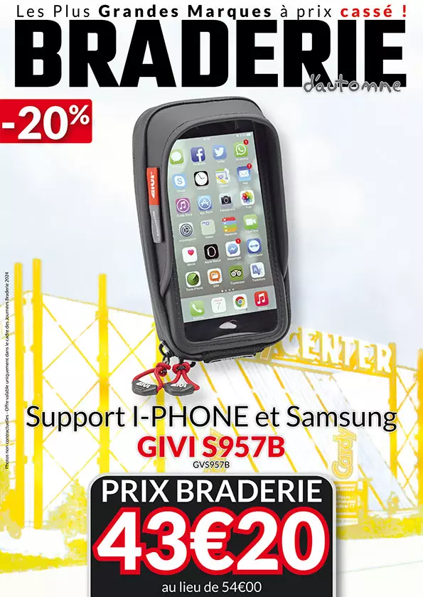 Support i-Phone et Samsung Givi à -20% 43,20€ au lieu de 54€