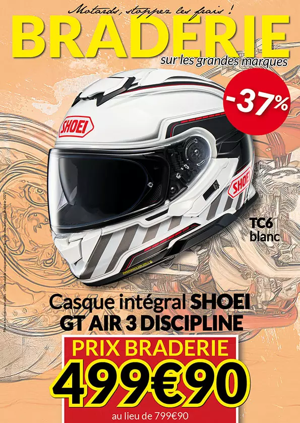 -37% Casque Intégral Shoei GT Air 3 à 499€90 au lieu de 799€90