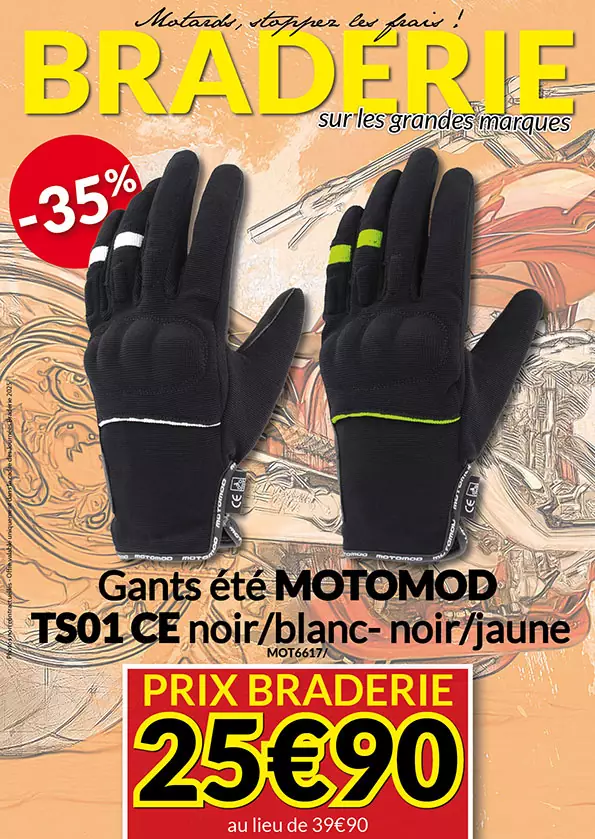 -35% Gants été Motomod TS01 CE à 25€90 au lieu de 39€90