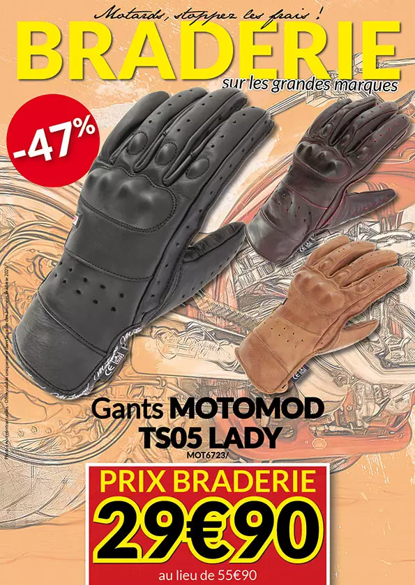 -47% Gants Motomod TS05 Lady à 29€90 au lieu de 55€90