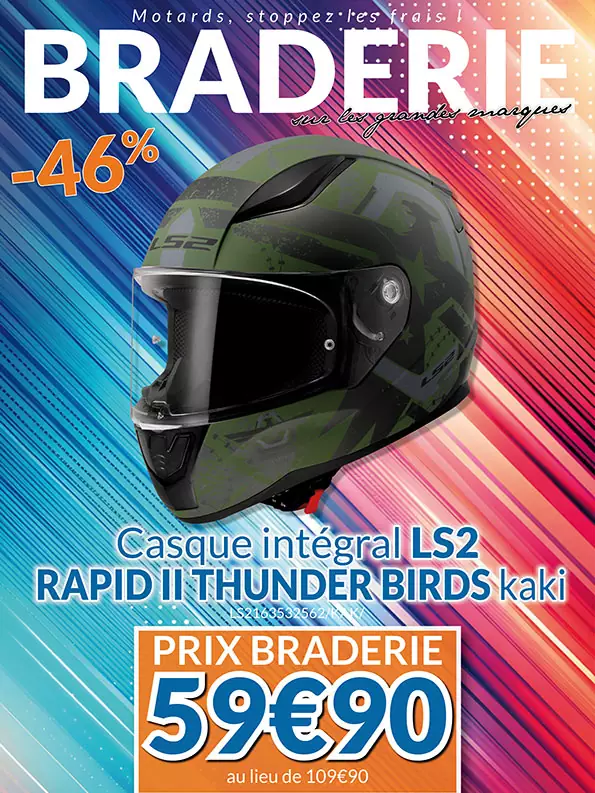 -46% Casque Intégral LS2 Rapid II Thunder Birds à 59€90 au lieu de 109€90