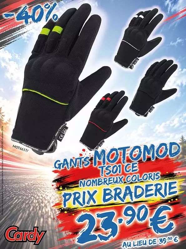 -40% Gants Motomod TS01 CE à 23€90 au lieu de 39€90
