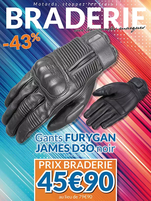 -43% Gants Furygan James D3o à 45€90 au lieu de 79€90