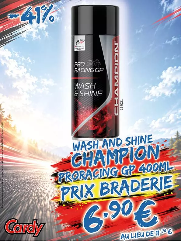 -41% Wash and Shine Champion Proracing GP 400ml à 6€90 au lieu de 11€70
