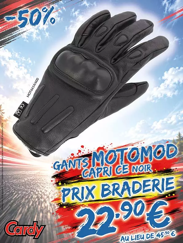 -50% Gants Motomod Capri CE à 22€90 au lieu de 45€90