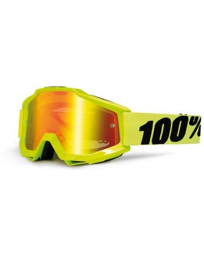 Masque Moto Cross 100 Pourcent Accuri Fluo Yellow Mirror Red