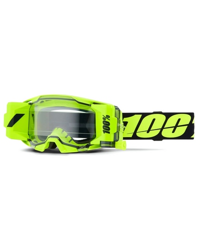 Masque Moto Cross 100 POURCENT Armatic Forecast jaune fluo écran clair