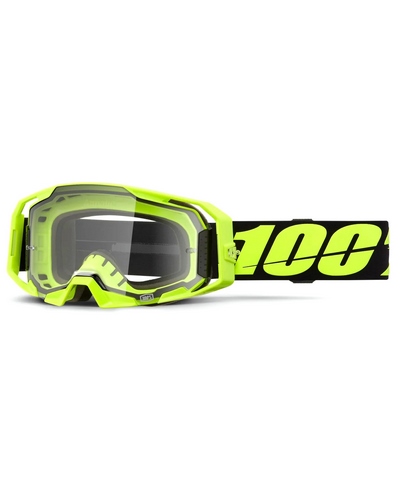 Masque Moto Cross 100 POURCENT Armatic jaune fluo écran clair