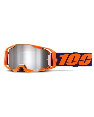 Masque Moto Cross 100 POURCENT Armatic orange fluo écran mirror silver
