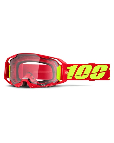 Masque Moto Cross 100 POURCENT Armatic rouge écran clair Masque Moto Cross 100 POURCENT Armatic rouge écran clair