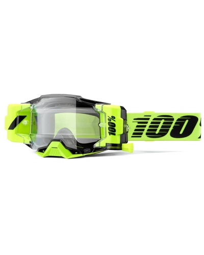 Masque Moto Cross 100 POURCENT Armega Forecast jaune fluo écran clair