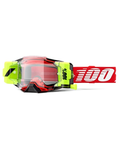 Masque Moto Cross 100 POURCENT Armega Forecast rouge écran clair