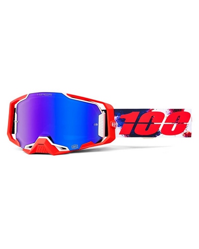 Masque Moto Cross 100 POURCENT Armega Hiper Morpho écran mirror bleu