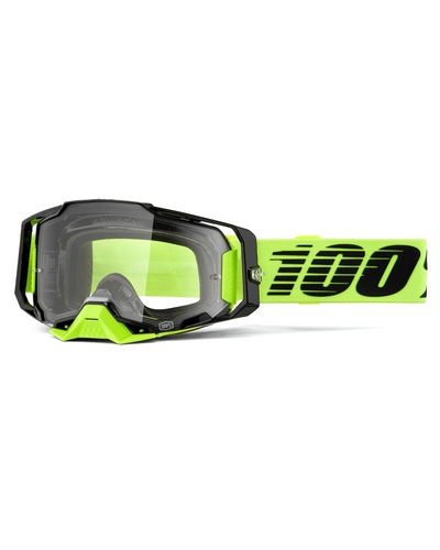 Masque Moto Cross 100 POURCENT Armega jaune fluo écran clair