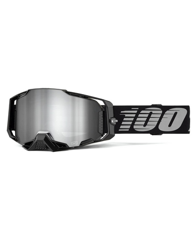 Masque Moto Cross 100 POURCENT Armega noir écran mirror silver