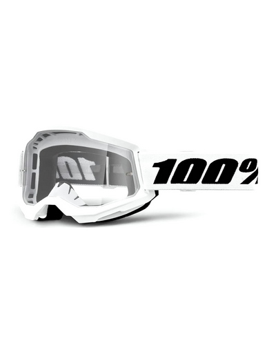 Masque Moto Cross 100 POURCENT Strata 2 blanc écran clair