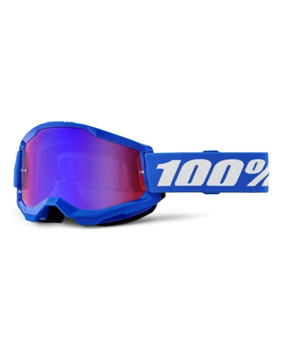 Masque Moto Cross 100 POURCENT Strata 2 bleu écran mirror rouge/bleu