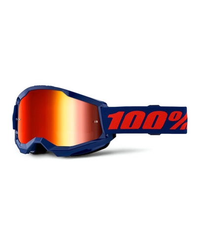Masque Moto Cross 100 POURCENT Strata 2 navy écran mirror rouge