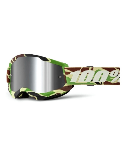 Masque Moto Cross 100 POURCENT Strata 2 War Camo écran mirror silver