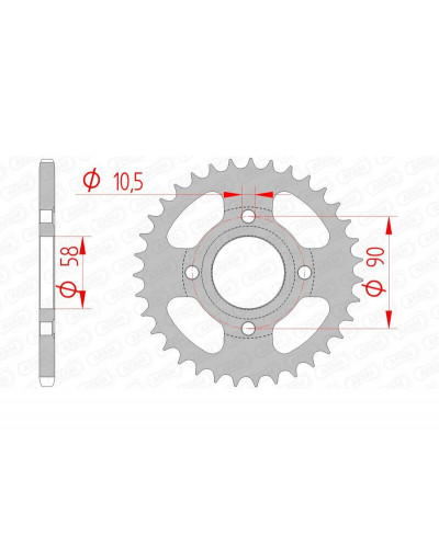 Couronne Moto AFAM Couronne AFAM 33 dents acier pas 520 type 10214 Honda