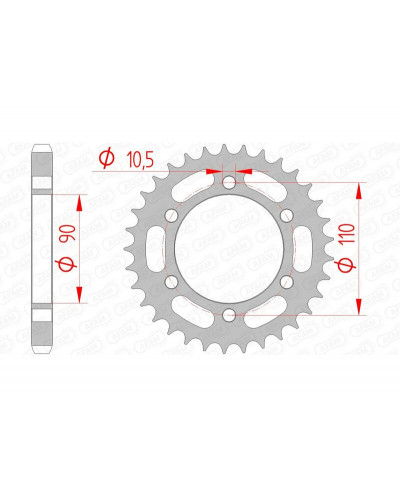 Couronne Moto AFAM Couronne AFAM 33 dents acier pas 530 type 12600 Yamaha XS650